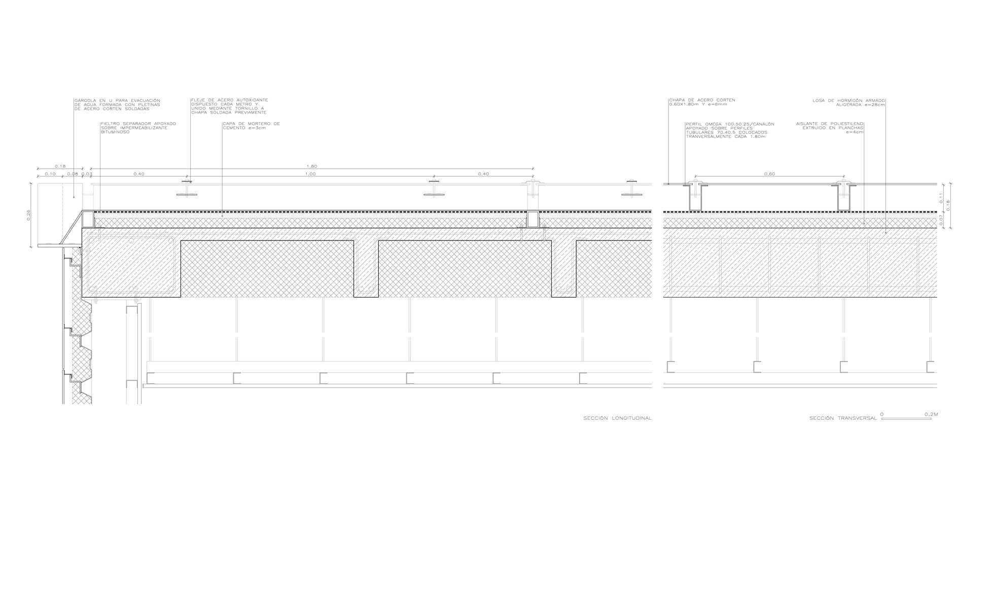 Coberta plana d´acer corten