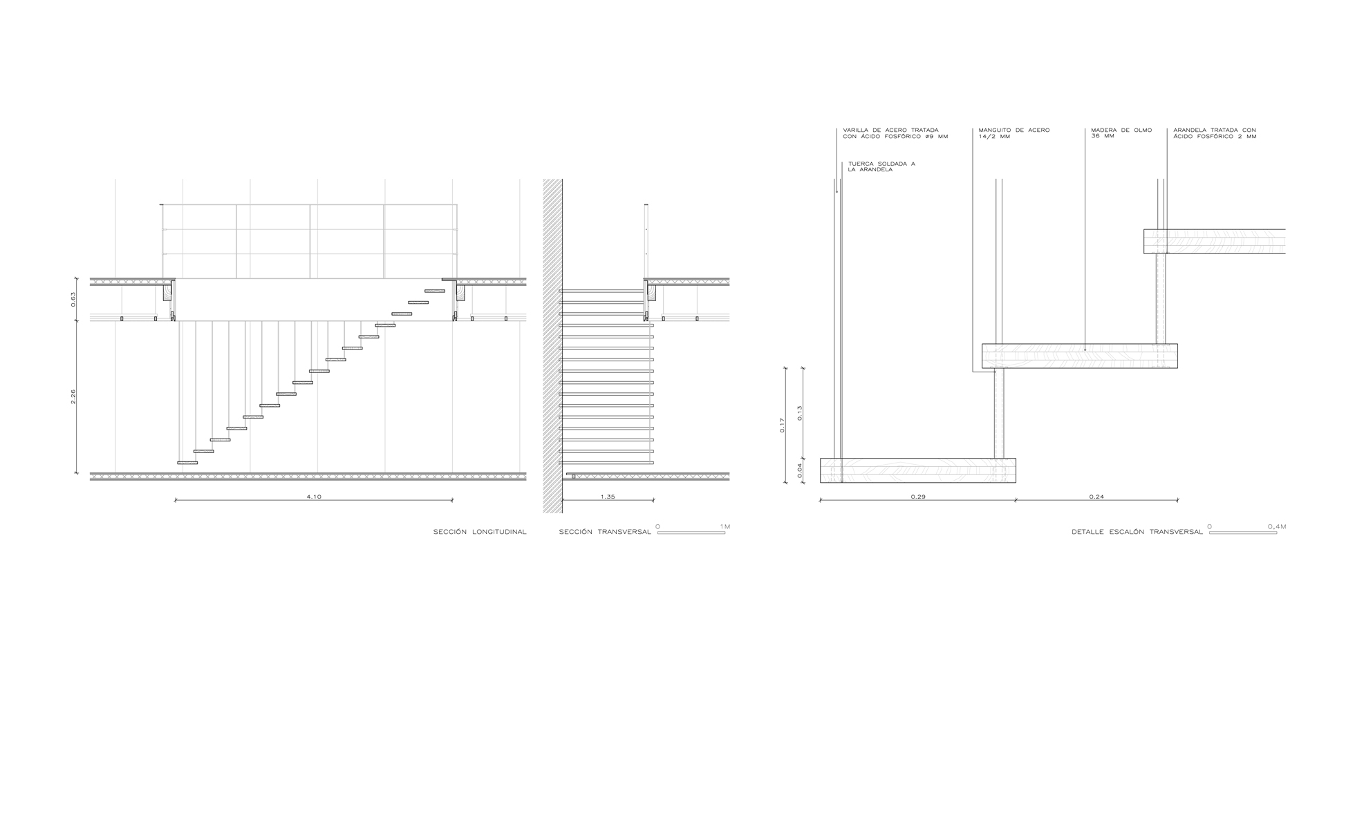 Escala de fusta penjada
