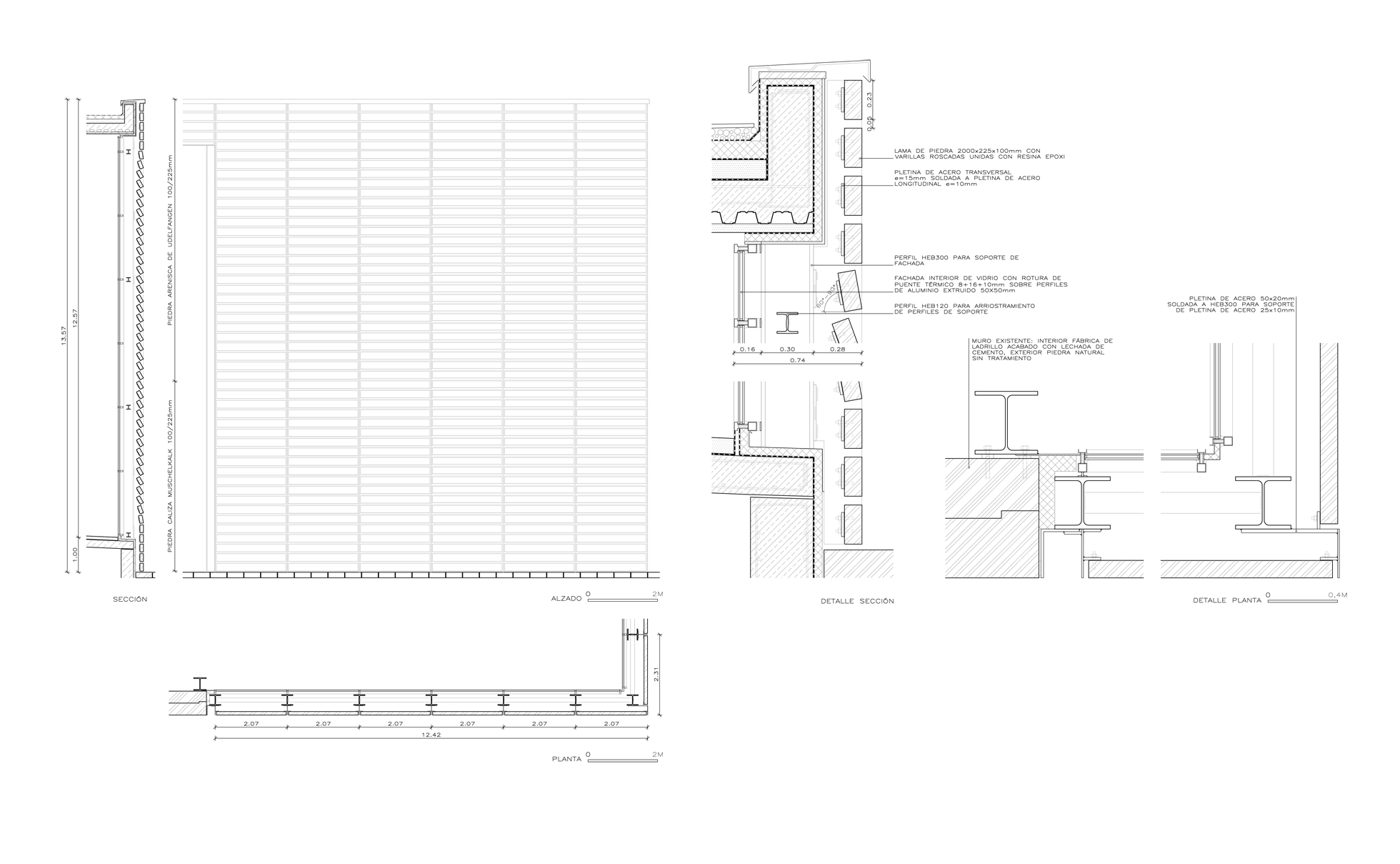 Façana de lamel·les de pedra