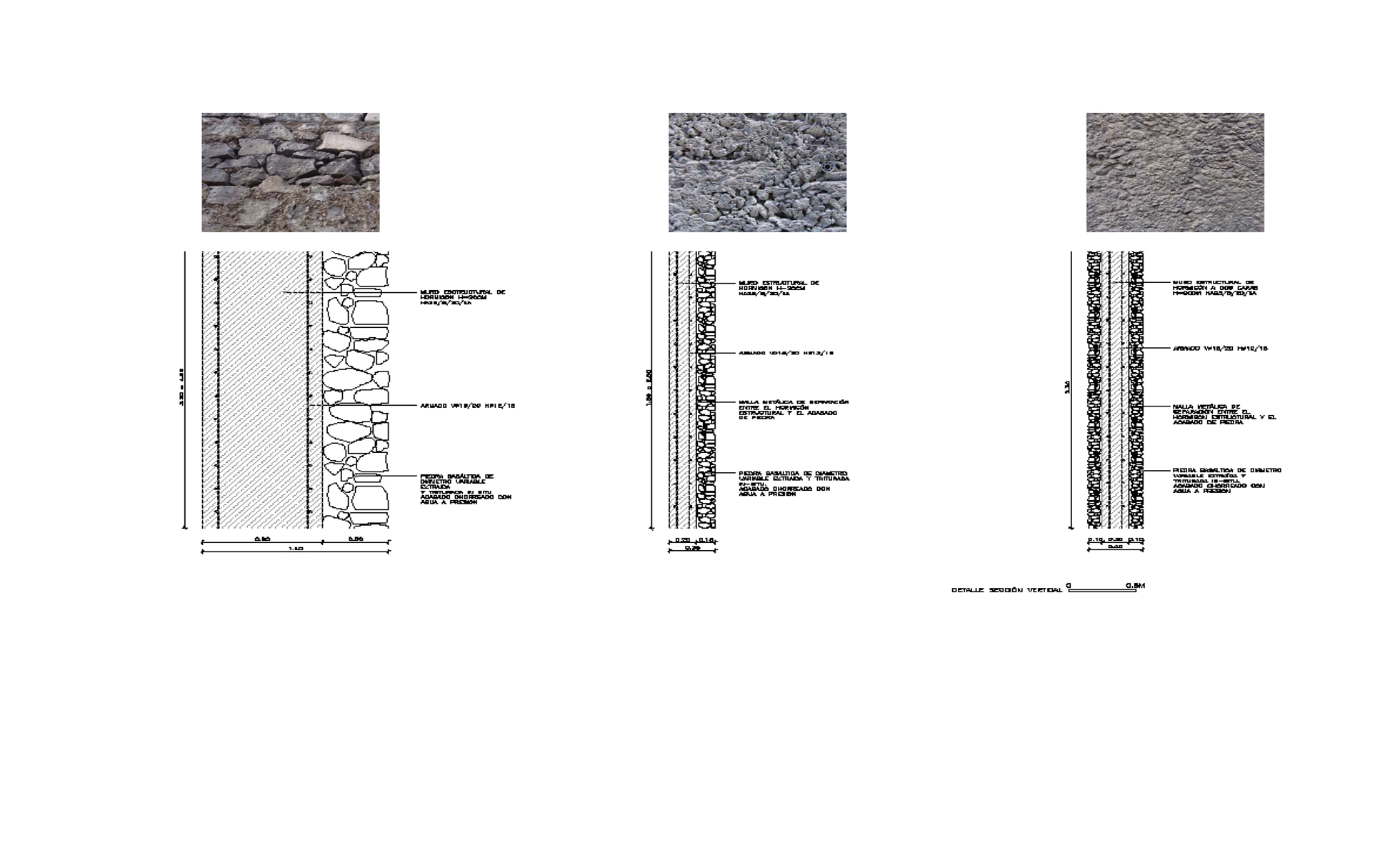 Muro estructural de piedra y hormigon